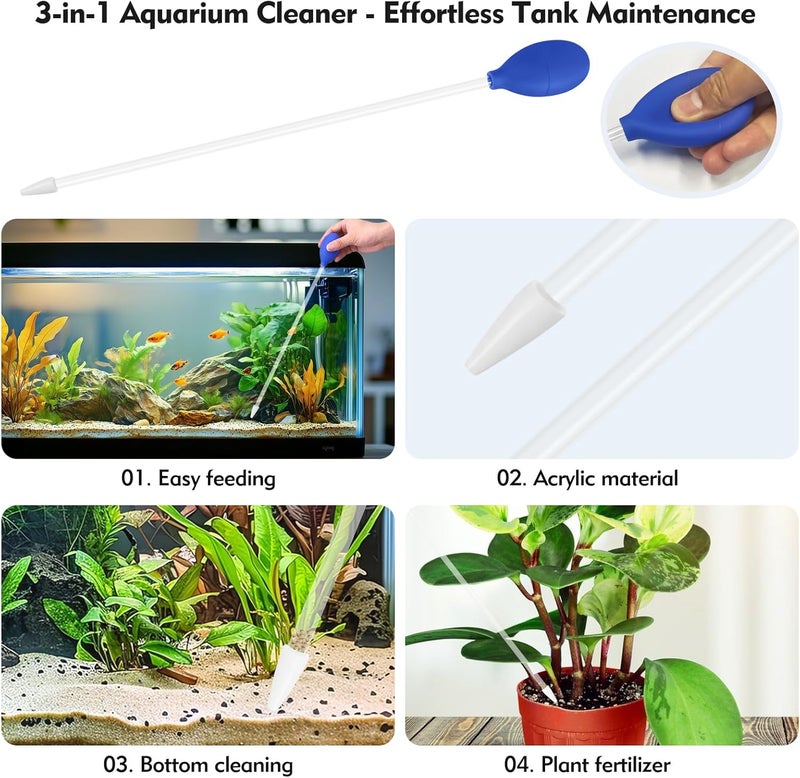feehope 3 Pcs Multi-Functional Axolotl Tank Accessories, Pro-Grade Straight and Curved Long Tweezers with Extended Reach and Ergo-Grip, Plus a Precision Coral Feeder in One Care Bundle - Image 5